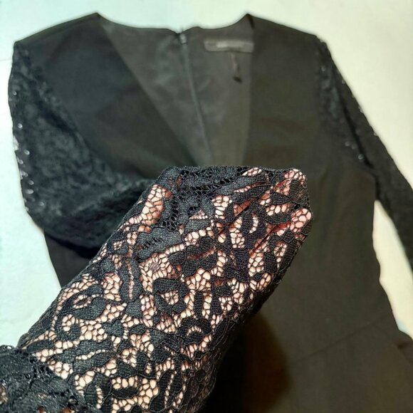 BCBGMAXAZRIA Black Lace Sleeve Jumpsuit – Size 0 - Picture 1 of 15
